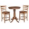 International Concepts Round 30 in Rd Top Pedestal Table, 2 Emily Counter Ht Stools, Distressed Oak, 30 in W, 30 in L, Wood K42-30RT-6B-S6172-2 - alternate 1